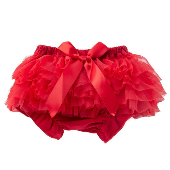 LNWUY Toddler Baby Girls Tulle Ruffle Bloomers with Bow Infant Princess Cotton Briefs Panties Soft comfy Bottom Shorts Red 12-24 Months