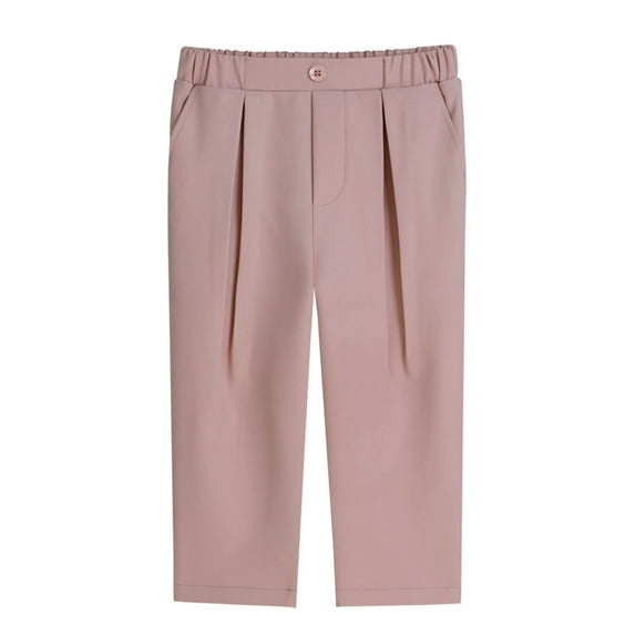 LNWUY Toddler Boy Suit Pants Solid Color Loose Pants with Pockets Kids Casual Elastic Waist Pocket Baggy Trousers 2-13 Years Pink 13-14Years