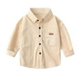 thumbnail image 1 of LNWUY Toddler Boys Corduroy Shirt Long Sleeve Button Down Fall Shirts Kids Dress Shirts Back to School Tops Khaki 120, 1 of 2