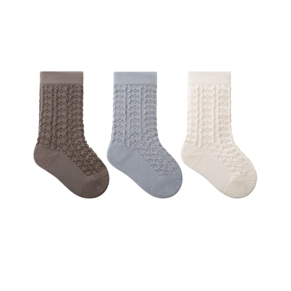 LNWUY Toddler Girls Crew Socks Ruffle Lace Trim Cotton ankle Socks Kids Frilly Dress Socks Solid Color Blue M