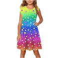 thumbnail image 1 of LNWUY Toddler Girls Fashion Star Printed Fly Sleeve Dress Summer Kids Dresses Sleeveless Round Neck Dresses Multicolor 11 Years, 1 of 6