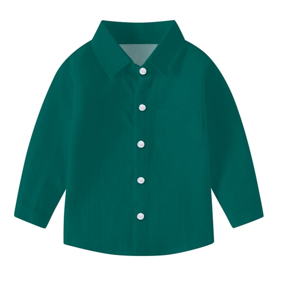 LNWUY Toddler Kids Boys Girl Fashion Cute Solid Color Long Sleeves Turndown Collar Shirt Casual School Uniform Top Green 12 Months