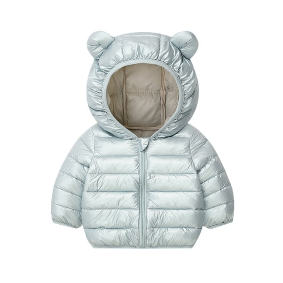 LNWUY Toddler Kids Boys Girls Winter Fleece Padded Jacket Hooded Zip Jacket Coat Lightweight Puffer Jacket Green 4 Years