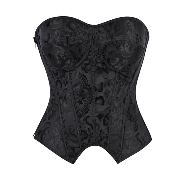 LNWUY Vintage Corset Tops for Women Shapewear Lingerie Elegant Lace up Patchwork Bustier Black M