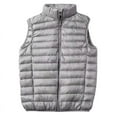 thumbnail image 1 of LNWUY Winter Quilted Vest Jacket for Men Solid Color Sleeveless Stand Collar Cotton Coat Zipper Casual Plus Size Jacket Gray M, 1 of 5