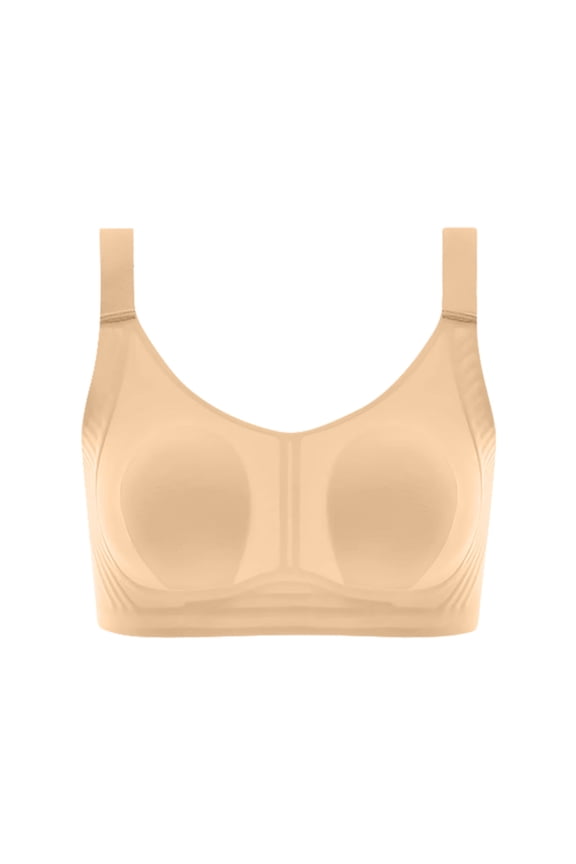 Wireless Bras for Women Lift Support Anti-Sag Bralettes Full Coverage Seamless Padded Bralette Plus Size Beige L