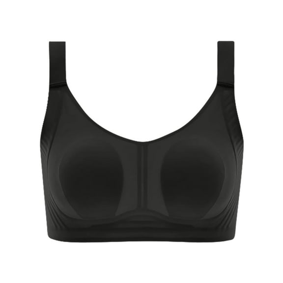 LNWUY Wireless Bras for Women Lift Support Anti-Sag Bralettes Full Coverage Seamless Padded Bralette Plus Size Black XXXL