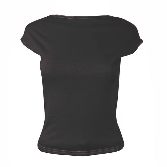 LNWUY Women Backless Short Sleeve Slim Fit Crewneck Summer Casual Trendy Crop Tee Spring Summer Fashion Going Out Clothes Black L