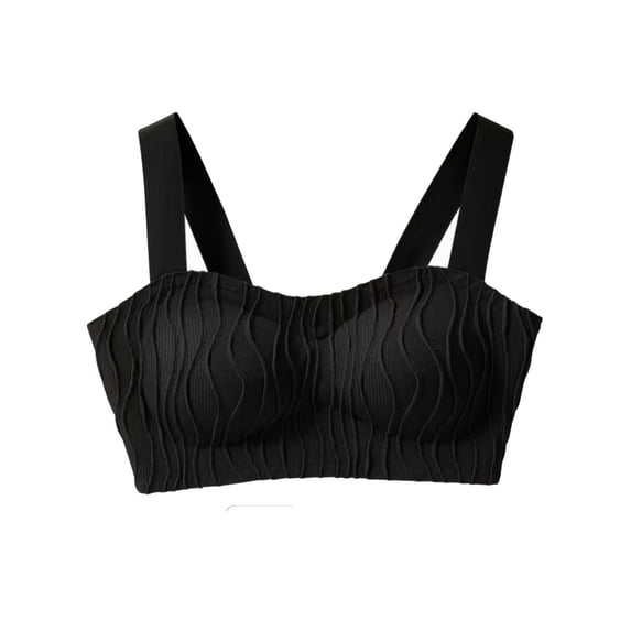 LNWUY Women Bra Underwear Sexy Square Double Lined Ruched Corset Cute Cropped Sleeveless Cami Summer Outfit Going Out Top Black XXL
