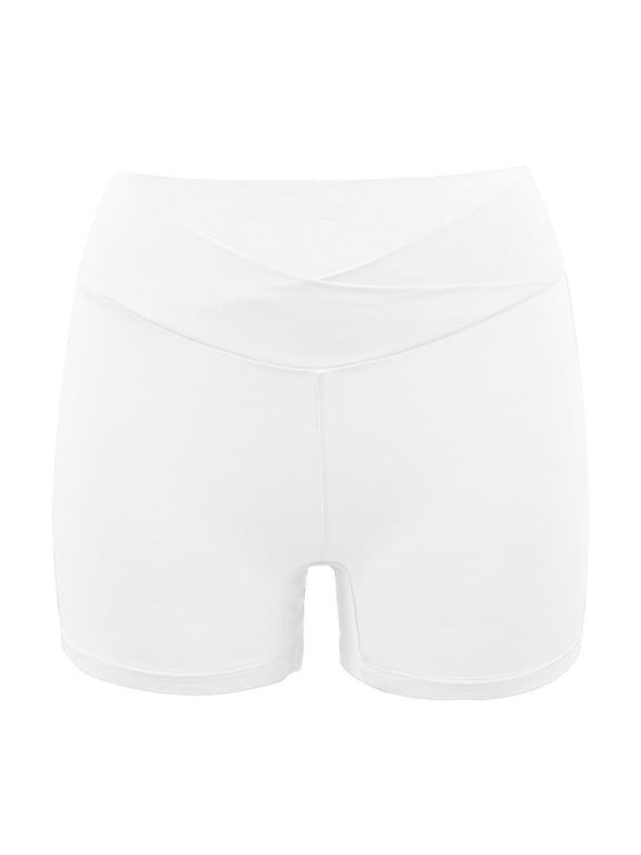 Women Solid Color Panties Underwear Workout Impact Shorts Butt Lifting Gym Seamless Biker Shorts White XXL