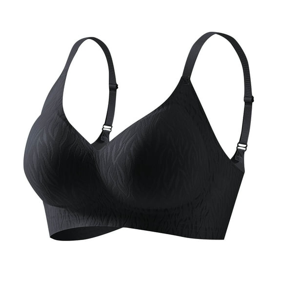 LNWUY Women Wireless Bras Comfortable Seamless No Underwire Bra Full Coverage Bra Adjustable Straps Push Up Bralettes with Support Black XL