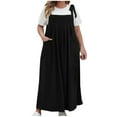 thumbnail image 1 of LNWUY Women's Fashion Casual Plus Size With Pockets Solid Color Halter One-piece Dress Loose Comfort Breathable Long Dresses Dresses Black XXXXL, 1 of 3