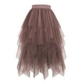 thumbnail image 1 of LNWUY Women's Fashion Tulle Skirts High Low Layered Puffy Fairy Skirts Midi Length Irregular Solid Color Tutu Skirt Brown XL, 1 of 3