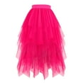 thumbnail image 1 of LNWUY Women's Fashion Tulle Skirts High Low Layered Puffy Fairy Skirts Midi Length Irregular Solid Color Tutu Skirt Hot Pink XXL, 1 of 3
