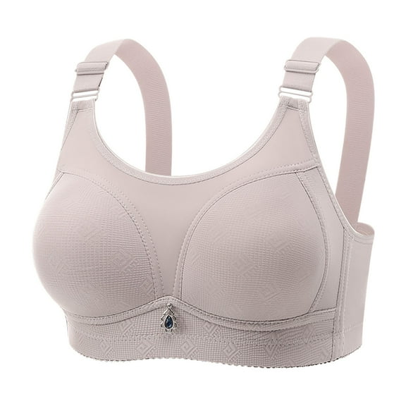 LNWUY Women's High Impact Sports Bra Front Adjustable Straps Underwire Plus Size Breathable Underwear Daily Bra Gray 38