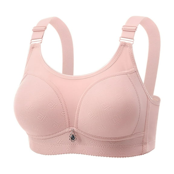 LNWUY Women's High Impact Sports Bra Front Adjustable Straps Underwire Plus Size Breathable Underwear Daily Bra Pink 40