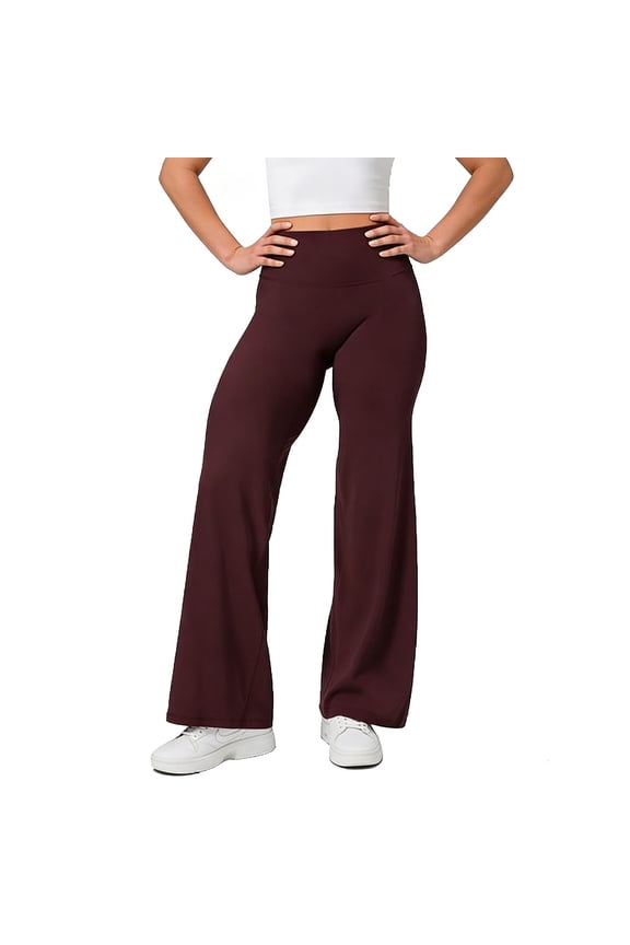 Women's High Waisted Flare Leggings No Front Seam Bootcut Yoga Workout Pants Tummy Control Solid Color Casual Pants Red M