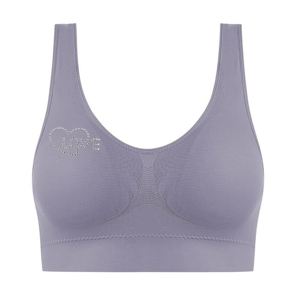 LNWUY Women's Hot Diamond Comfortable No Steel Ring Comfortable Gathering Non-marking Tank Top Breathable Bra Underwear Gray L