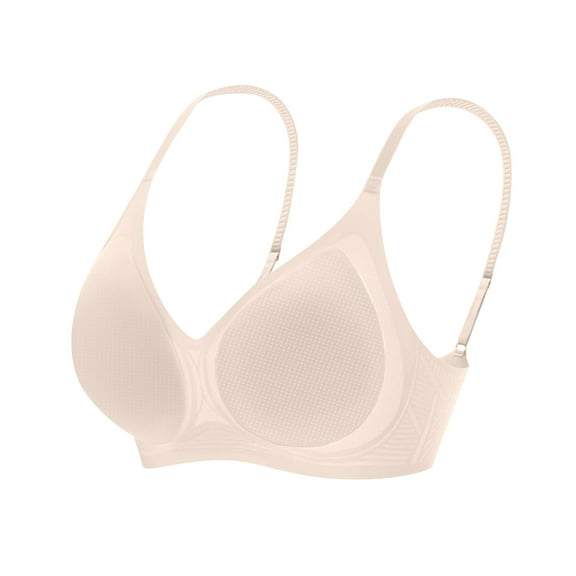 LNWUY Women's Plus Size Thin Comfortable Breathable Bra Cute Soft Support Non-steel Ring Seamless Underwear Daily Bra Beige XL
