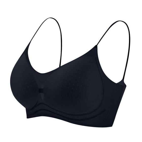 LNWUY Women's Plus Size Thin Comfortable Breathable Bra Cute Soft Support Non-steel Ring Seamless Underwear Daily Bra Black XL