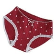 thumbnail image 1 of LNWUY Women's Pure Cotton Briefs Breathable Comfort Mid Waist Underwear Women Cute Print Lace Panties Red XL, 1 of 3