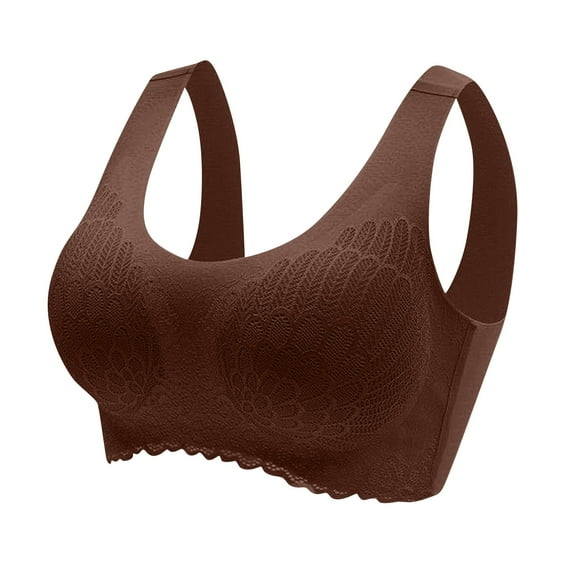 LNWUY Women's Seamless Bras Wireless Bra Full Coverage Lightweight Comfort Breathable Underwears Everyday Bras Brown XXL