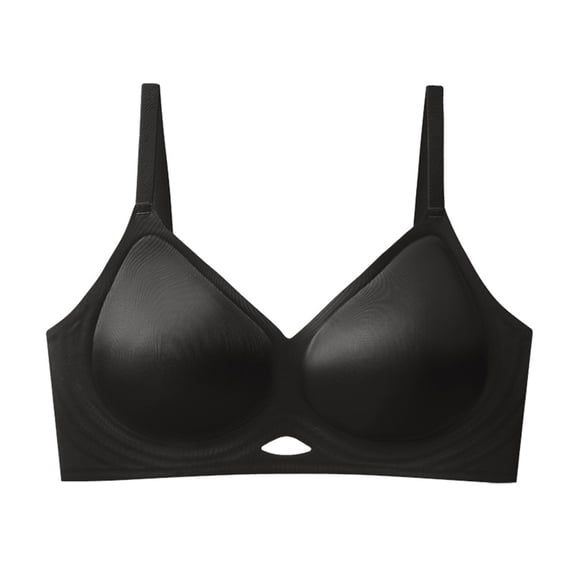 LNWUY Women's Solid Color Non-marking Satin Glossy Anti-sagging Breast Sagging Soft Support Everyday Bras Black M