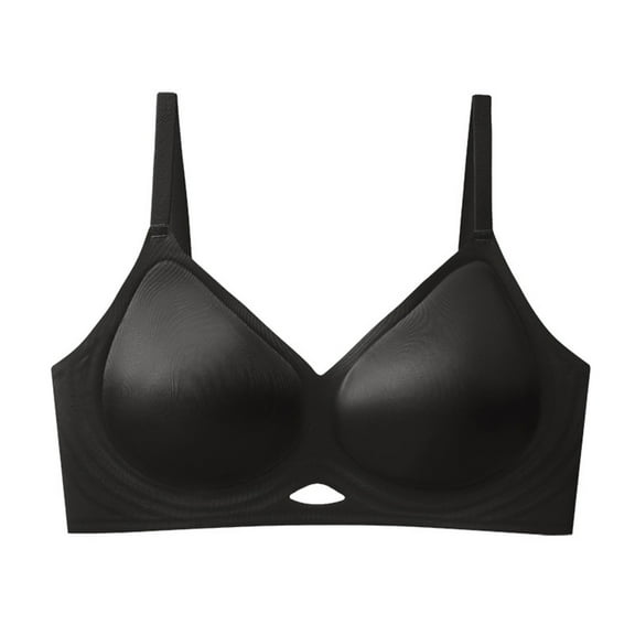 LNWUY Women's Solid Color Non-marking Satin Glossy Anti-sagging Breast Sagging Soft Support Everyday Bras Black XL