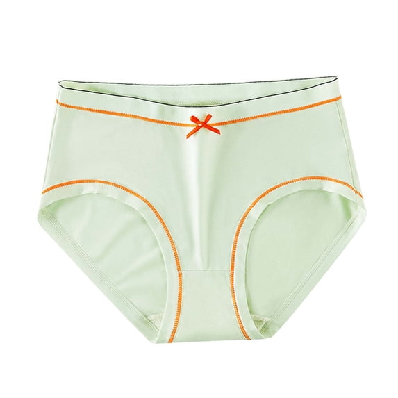 LNWUY Women's Solid Color Soft Comfortable Breathable Panties Cute Pure Cotton Briefs Underwear Green M