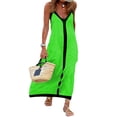 thumbnail image 1 of LNWUY Women's Spaghetti Strap Summer Vacation Maxi Dress Stylish Color Block Loose V Neck Sleeveless A-Line Casual Dresses Green L, 1 of 5
