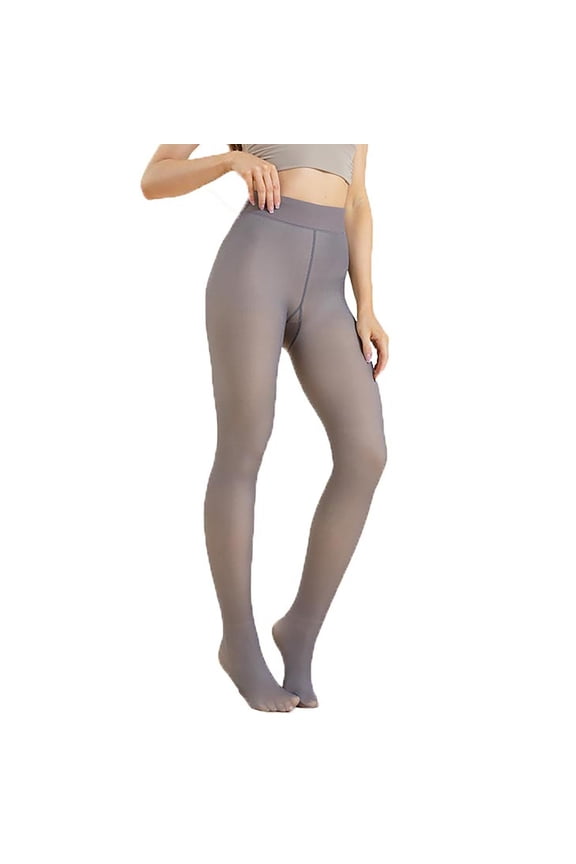 LNWUY Women's Stockings Fake Flesh Through Solid Color High Elasticity Winter Oversized Leggings Padded Pantyhose Gray S