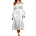 thumbnail image 1 of LNWUY Women's Tulle Lace Beach Wedding Dresses Chiffon Bohemian Bridal Wedding Gown Slim Wrap Hip Small Tail Hanging Party Dress White S, 1 of 8