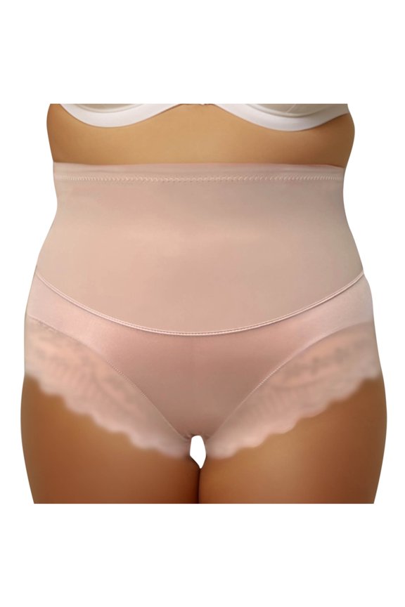 Women's Tummy Control Underwear Solid Color High Waisted Shapewear Panties Stretch Full Coverage Briefs Pink XXXL