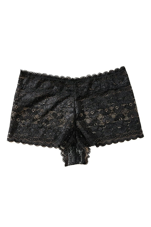 Women's Underwear Regular Thin Lace Breathable Boyshort Panties Cheeky Panty for Ladies Black XXXXL