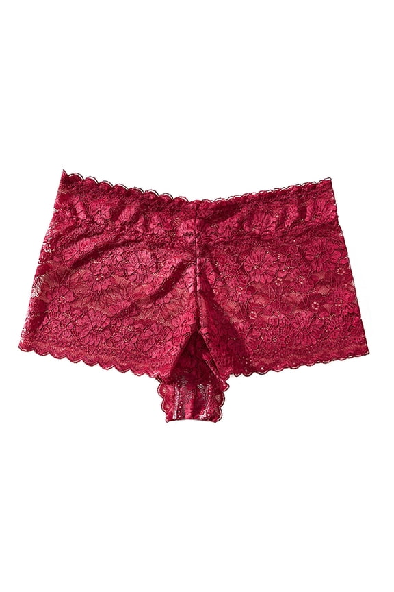 Women's Underwear Regular Thin Lace Breathable Boyshort Panties Cheeky Panty for Ladies Red XXXXL