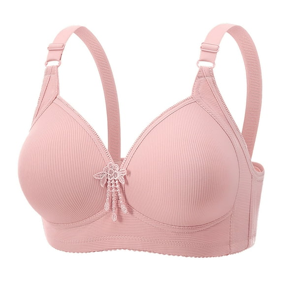 LNWUY Womens Adjustable Straps Smooth Bras Stripes Full Coverage Bralettes Ultra Comfort Breathable Underwear Daily Bra Pink M(40/90C)