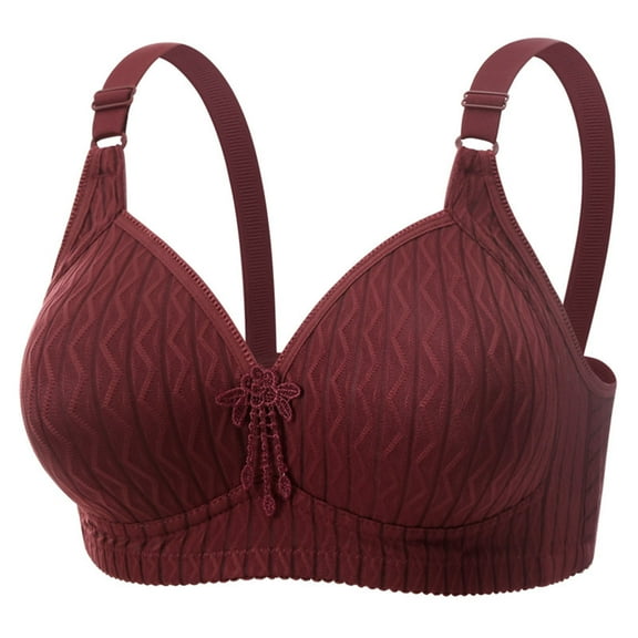 LNWUY Womens Adjustable Straps Smooth Bras Stripes Full Coverage Bralettes Ultra Comfort Breathable Underwear Daily Bra Red S