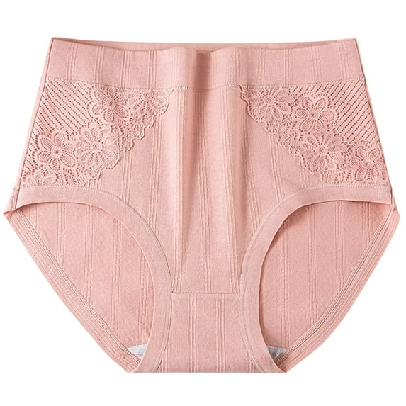 LNWUY Womens Cute Lace Printed Panties Underwear Soft Breathable Comfortable High Waist Cotton Panty Pink 6XL