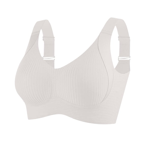 LNWUY Womens Cute Solid Color Breathable Comfortable Bra Full Coverage Seamless Padded Design Adjustable Bras Underwear White L
