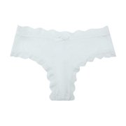 LNWUY Womens Floral Lace Panties Hipster Bikini Underwear Mid Waisted V-Shape Waistband Triangle Underpants White S
