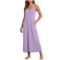 thumbnail image 1 of LNWUY Womens Maxi Dresses Trendy Summer Casual Scoop Neck Sleeveless Long Tank Dress Beach Sundress Travel Vacation Clothes Purple XXL, 1 of 6