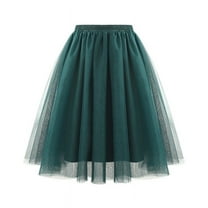 LNWUY Womens Midi Tutu Skirts Layered Tulle Skirt Elastic Waist A-Line Mesh Petticoat Princess Fluffy Skirt for Prom Tutu Skirt Mesh Skirt Green XL