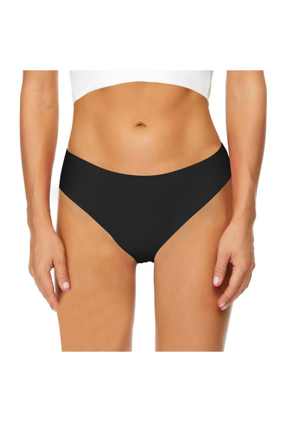 Womens Solid Color Seamless Thong Briefs Bikini Bottoms Low Rise High Cut Womens Swim Bottoms Black XXXL