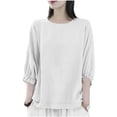 thumbnail image 1 of LNWUY Womens Tops 3/4 Sleeve Crew Neck T-Shirts Solid Color Soft Shirt Casual Loose Tees Basic Business Blouses for Daily White XXXXL, 1 of 6