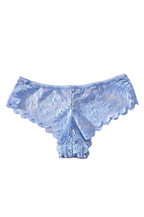 Womens Underwear Fashion Lace Seamless Hipster Underwear High Cut Cheeky Panties Briefs Blue L