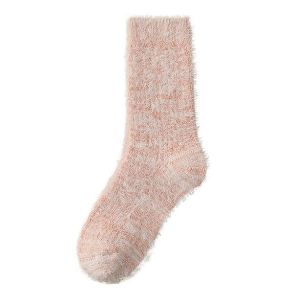 LNWUY Womens Winter Fleece Ribbed Knit Sleep Socks Thick Warm Thermal Casual Floor Slipper Socks Hosiery for Cold Pink Free Size