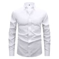 thumbnail image 1 of LNWUY Wrinkle-Resistant Men's Lightweight Oxford Dress Shirts Long Sleeve Business Casual Solid Color Lapel Button Pocket Shirt White S, 1 of 6