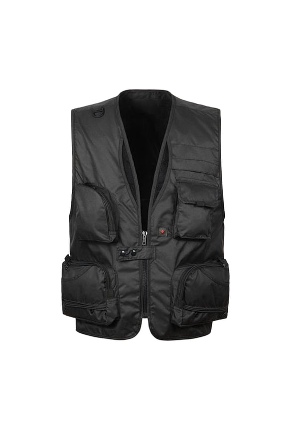(XL-5XL) Big and Tall Men's Work Vest Multi Pockets Casual Vests Waterproof Quick Dry Outdoor Mountain Sports Jacket Coat Black XXL