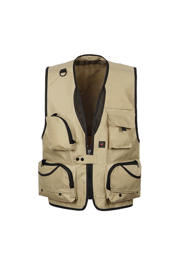 (XL-5XL) Big and Tall Men's Work Vest Multi Pockets Casual Vests Waterproof Quick Dry Outdoor Mountain Sports Jacket Coat Yellow XXXXXL