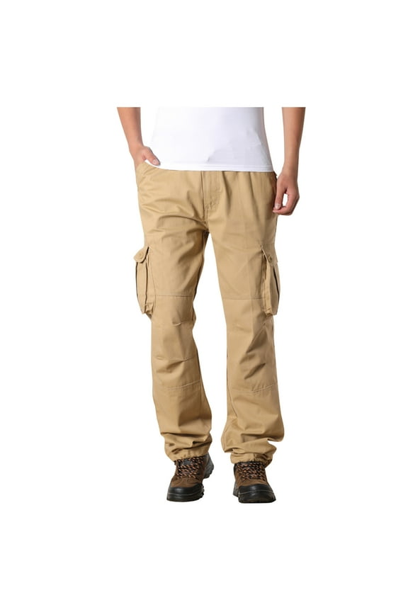 (XS-6XL) Big and Tall Men's Cargo Pants Tactical Pant Ripstop Lightweight Cotton Stretch Outdoor Pants Work Hiking Pants Khaki XXXXXL